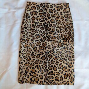 J Crew Collection leopard print calf hair leather pencil skirt size 00